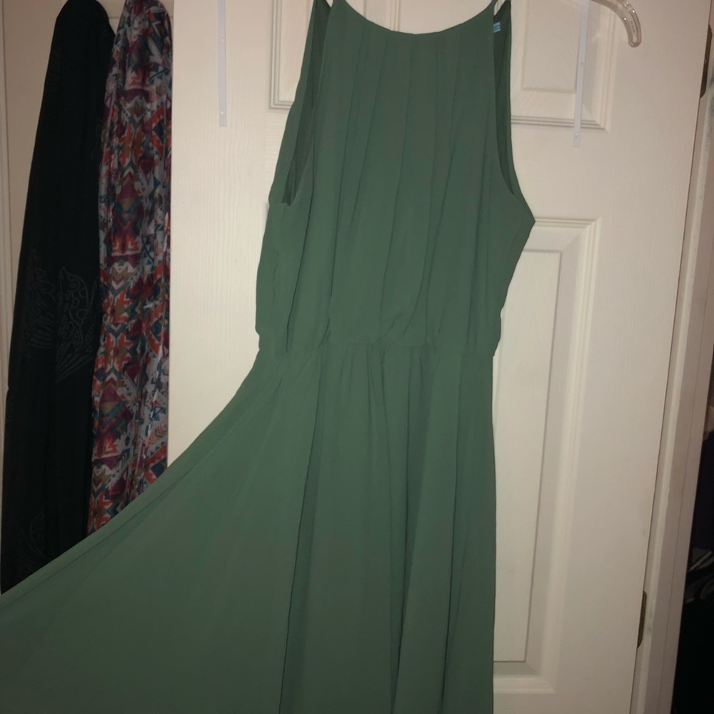 Sleeveless Olive Skater Dress - L